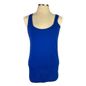 Large JCP Women's Royal Blue Jersey Knit Tank Top sleeveless Scoop Neck